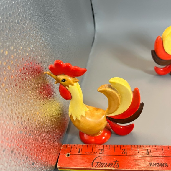 1960 Vintage Holt Howard Colorful Roosters Salt & Pepper Shakers W Stoppers - Picture 6 of 12
